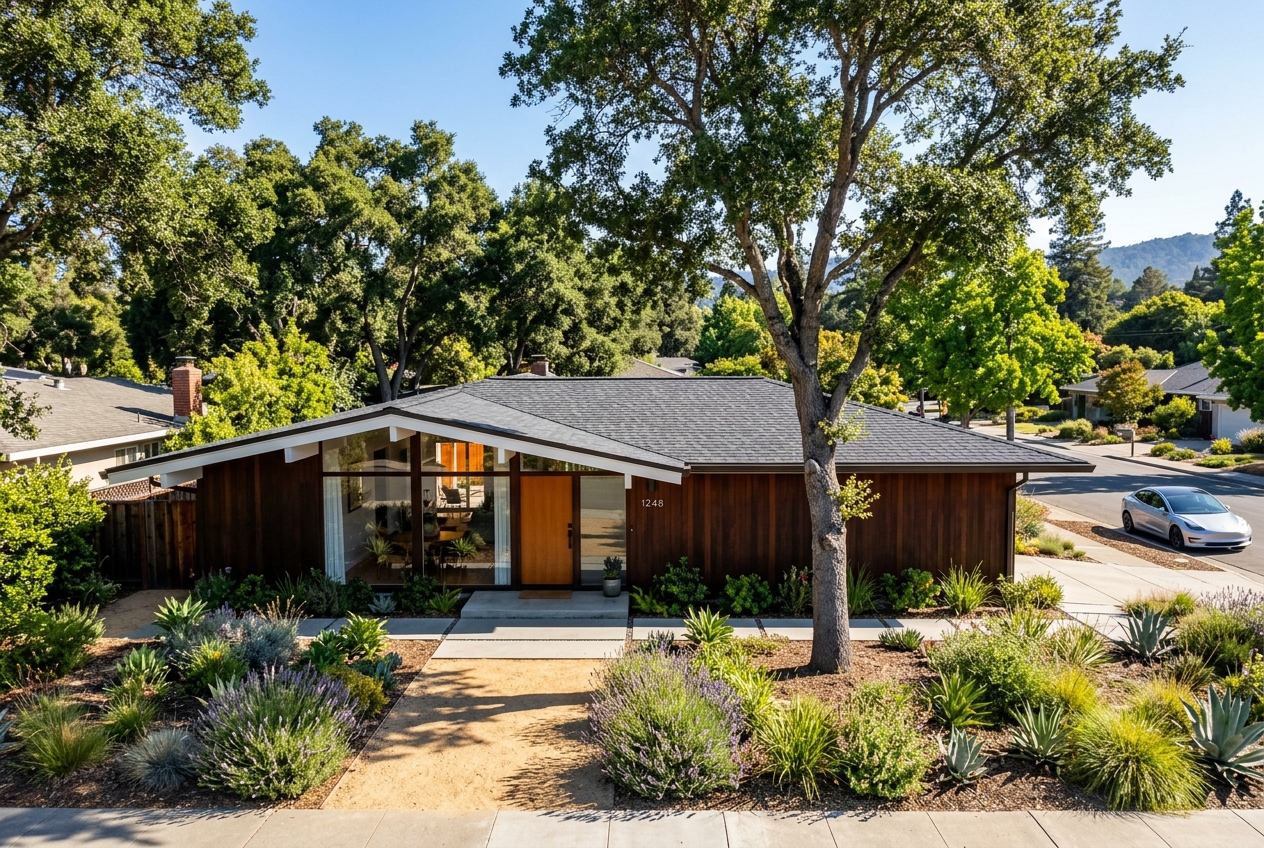Architectural Cool Shingle Roof Replacement on Mid-Century Eichler Home in Sunnyvale, CA